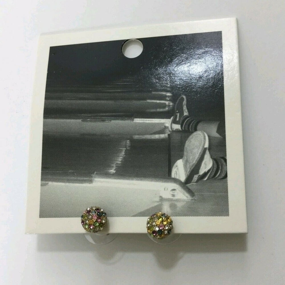 Anthropologie Earrings Ball Stud Multicolor Bling